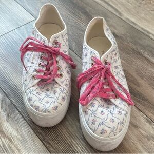 Superga x LoveShackFancy Floral Canvas Sneakers with Pink Accents
